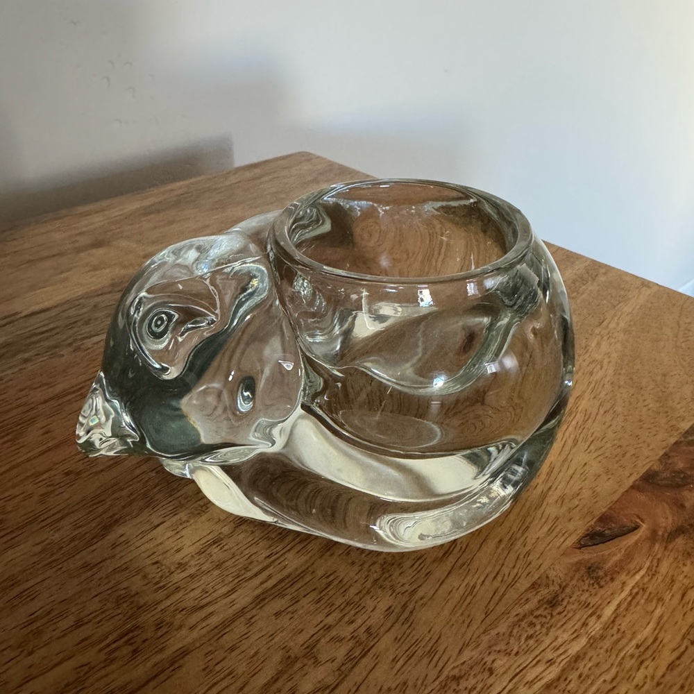 Glass Kitten Candle Holder